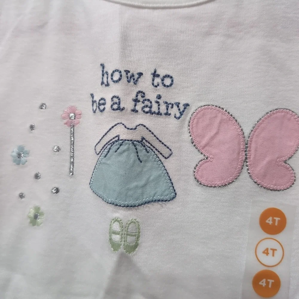 NWT Gymboree How To Be A Fairy  Long Sleeve Cottons Girls Top Sz 4T Embroidered